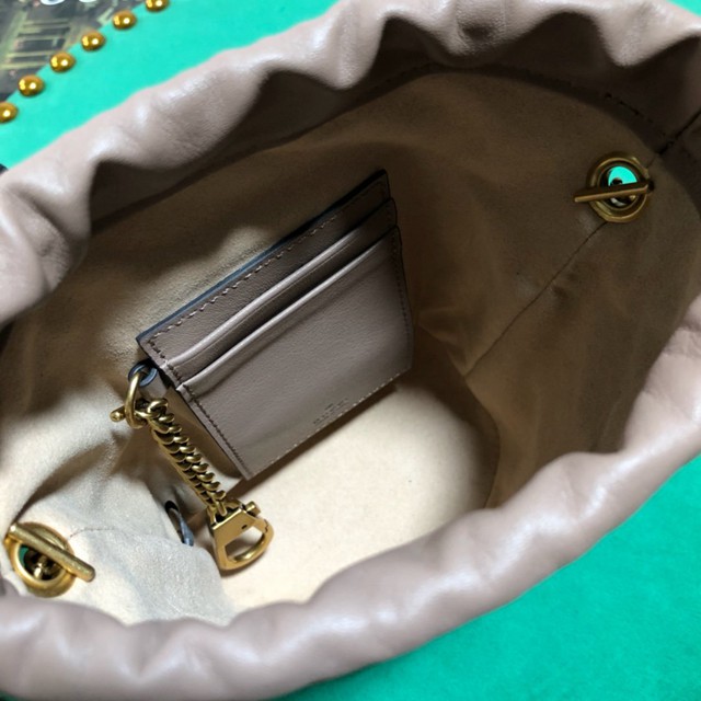 Gucci經典款女包 575163 古馳GG Marmont系列迷你水桶包 Gucci古奇鏈條斜挎小包  gqy2443